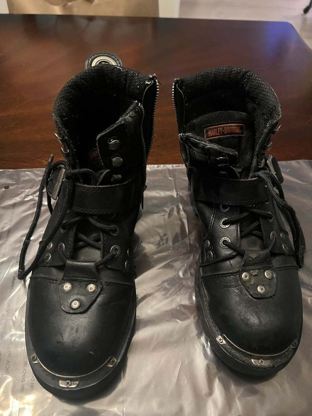 Harley-Davidson Men's Brake Buckle Black Leather Motorcycle Boots D91684